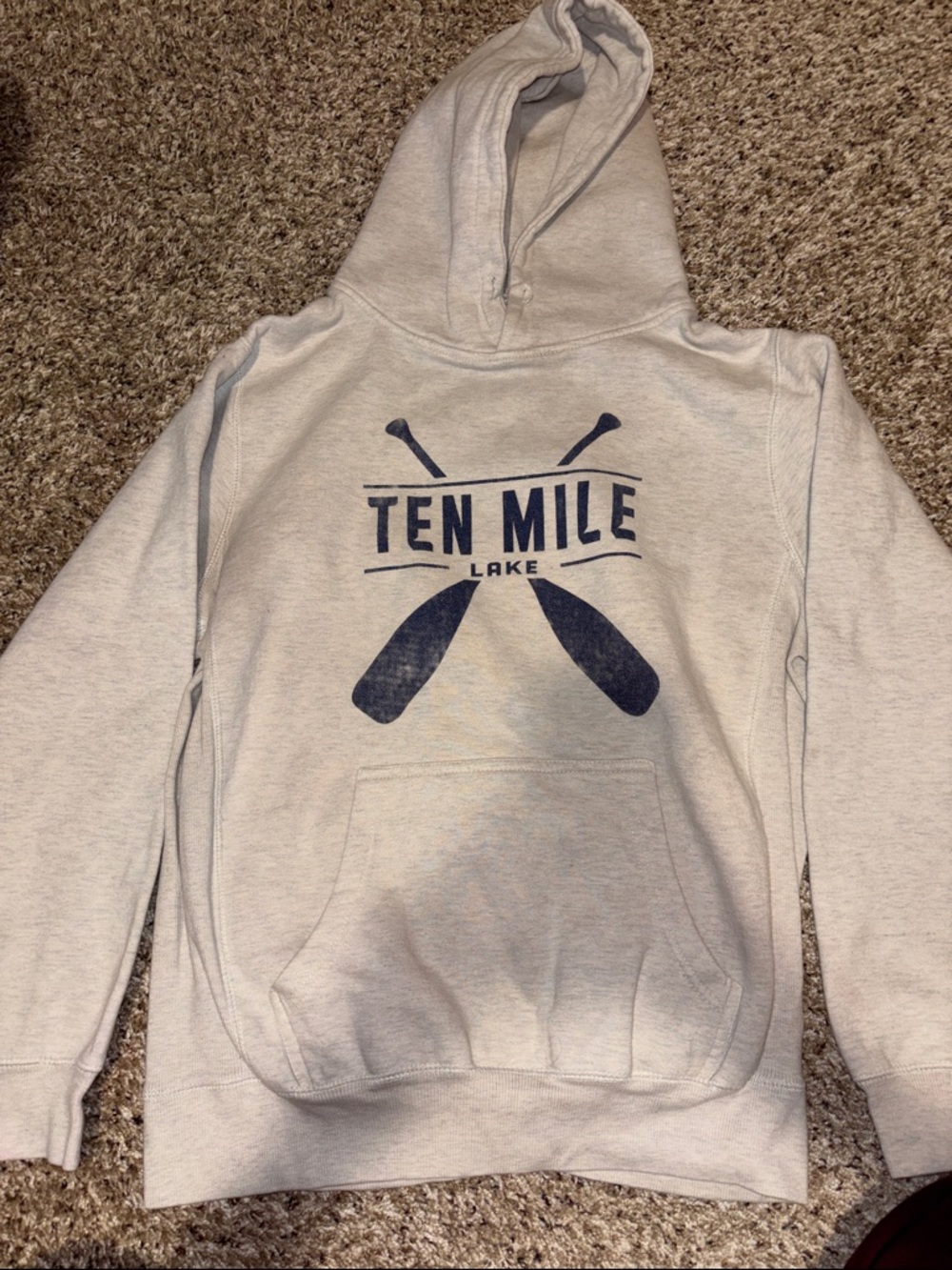 Men's Hooded Sweatshirt - Light Gray with Navy Graphic
